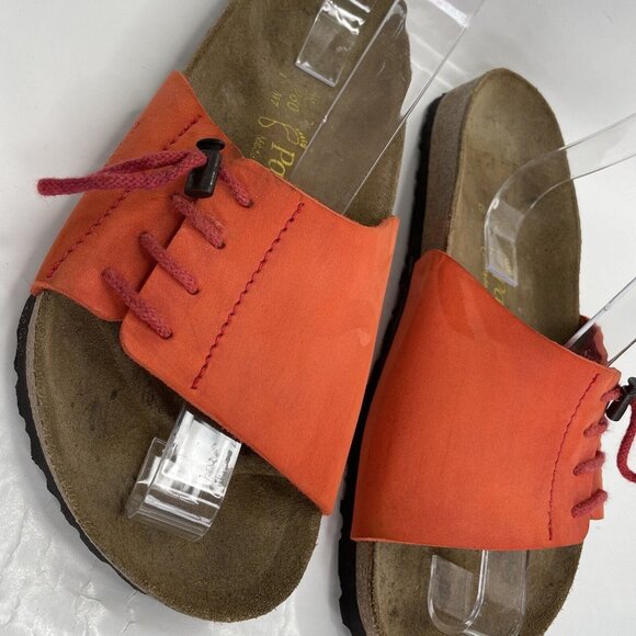 BIRKENSTOCK Papillio Orange Leather Slide Women's Sz 9 Lace Up Sandal - Picture 2 of 6